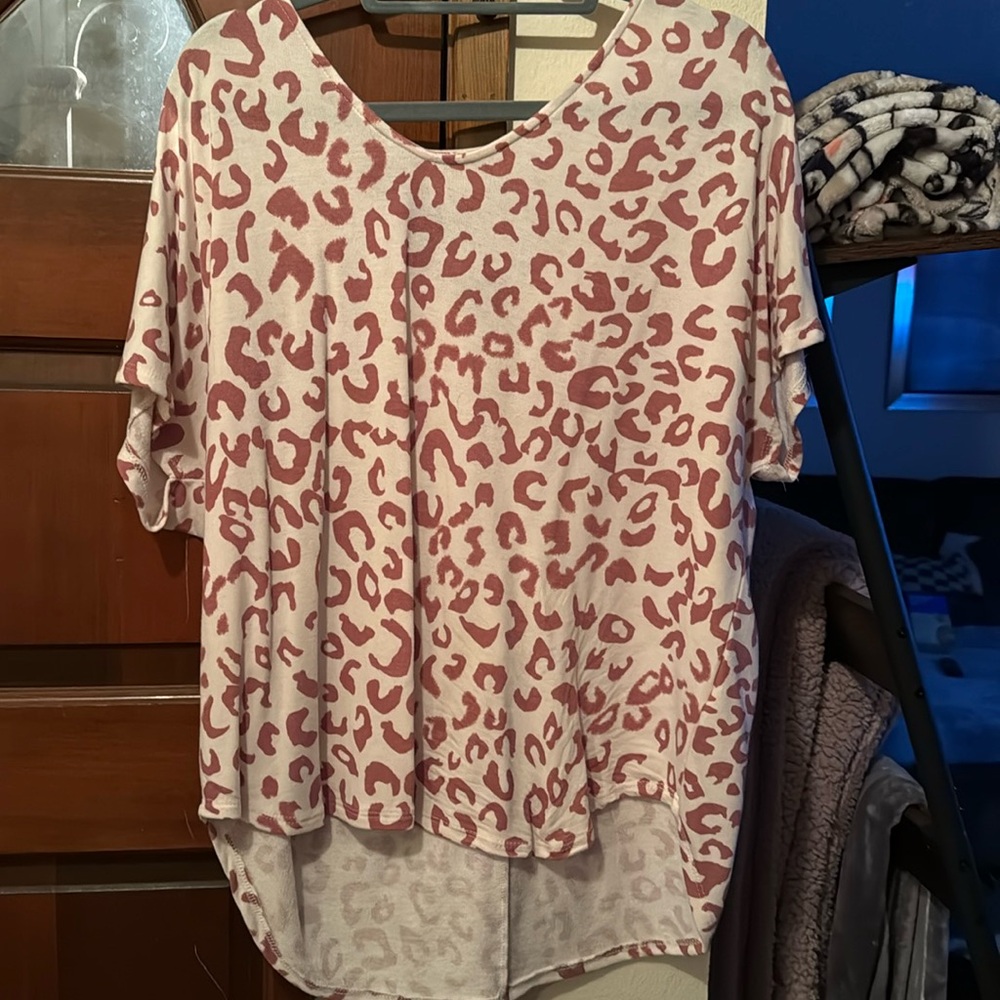 Pink and white leopard shirt
